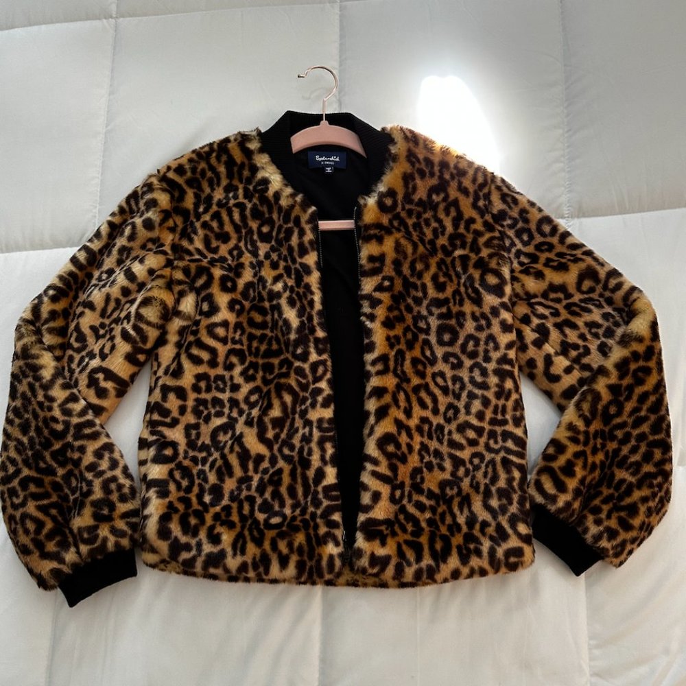 Splendid Leopard Faux Fur Jacket